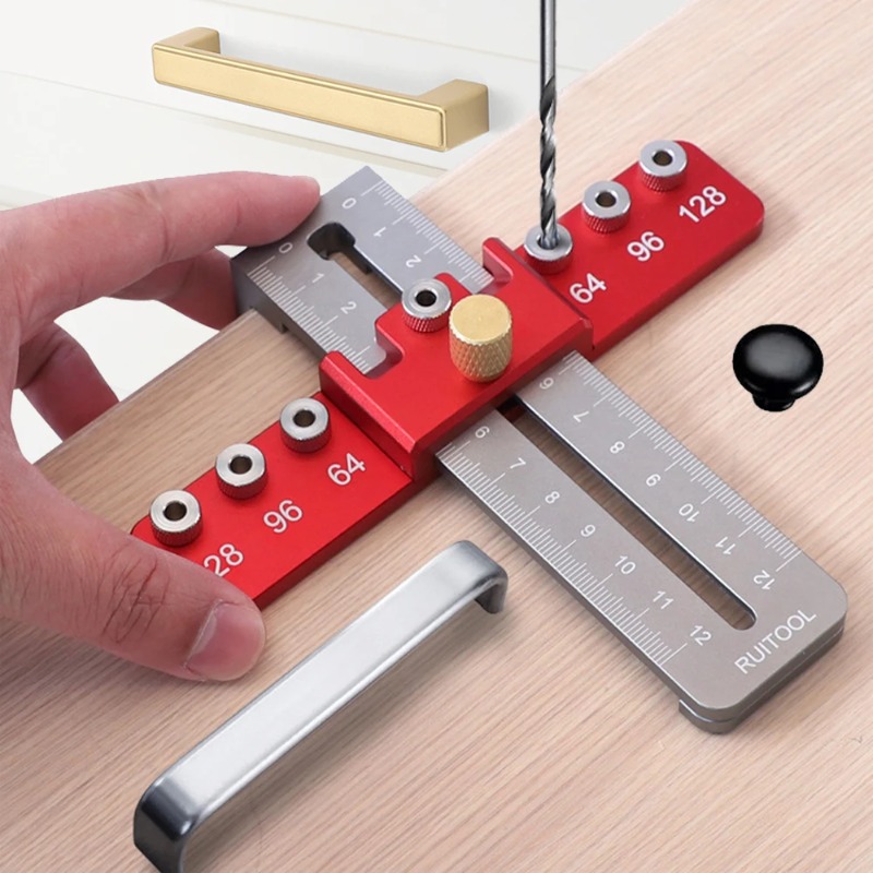 Cabinet Handle Pull - Drill Guide Punch Locator Template Ruler
